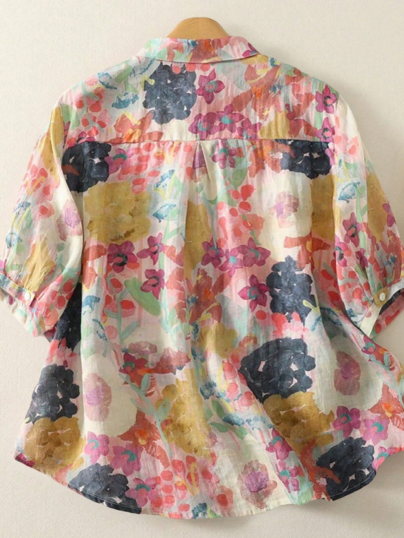 Plus Size Women's Floral Print Short Sleeve Shirt, Casual Top For Daily, Travel, Spring Summer Fall, Summer Vacation Outfits, Summer Tops