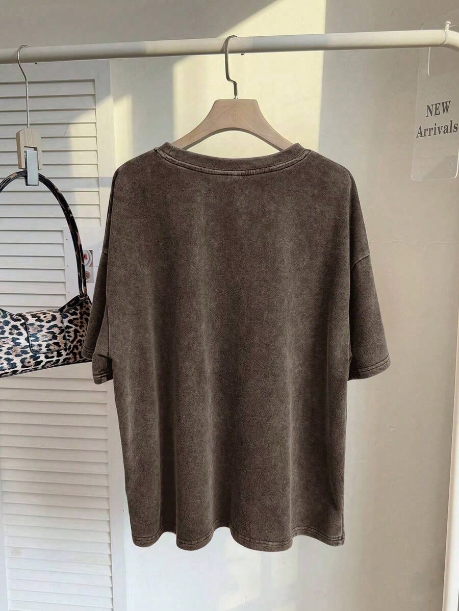 Plus Size Women's Graphic Tees, Plus Size T-Shirt, Streetwear, 90s Clothes, NEW YORK Print Casual Minimalist Pattern Crew Neck Short Sleeve Loose T