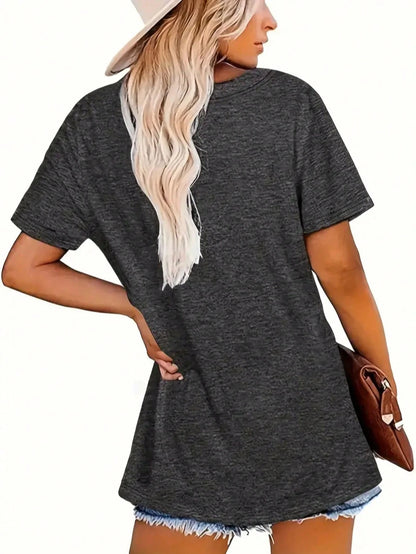 Plus Size Women's Knitted Top With Letter Pattern Print