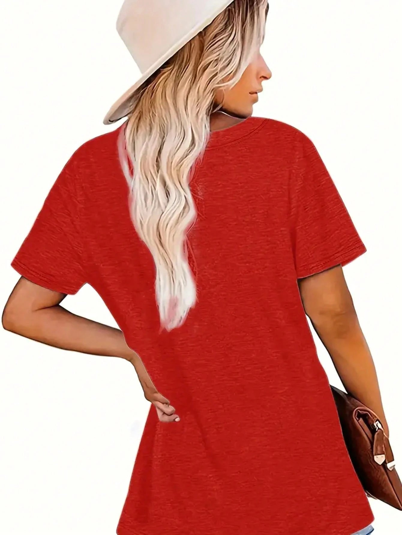 Plus Size Women's Knitted Top With Letter Pattern Print