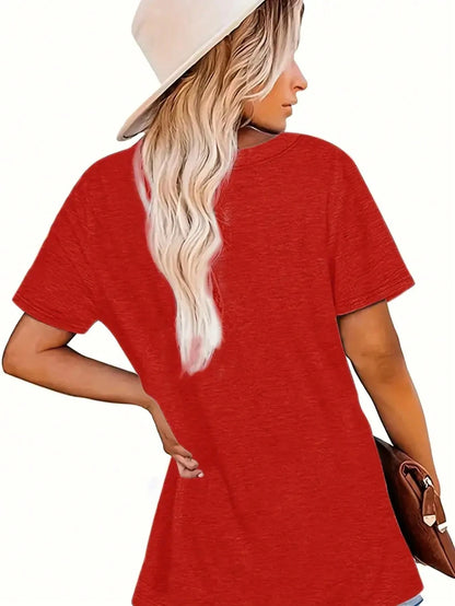 Plus Size Women's Knitted Top With Letter Pattern Print