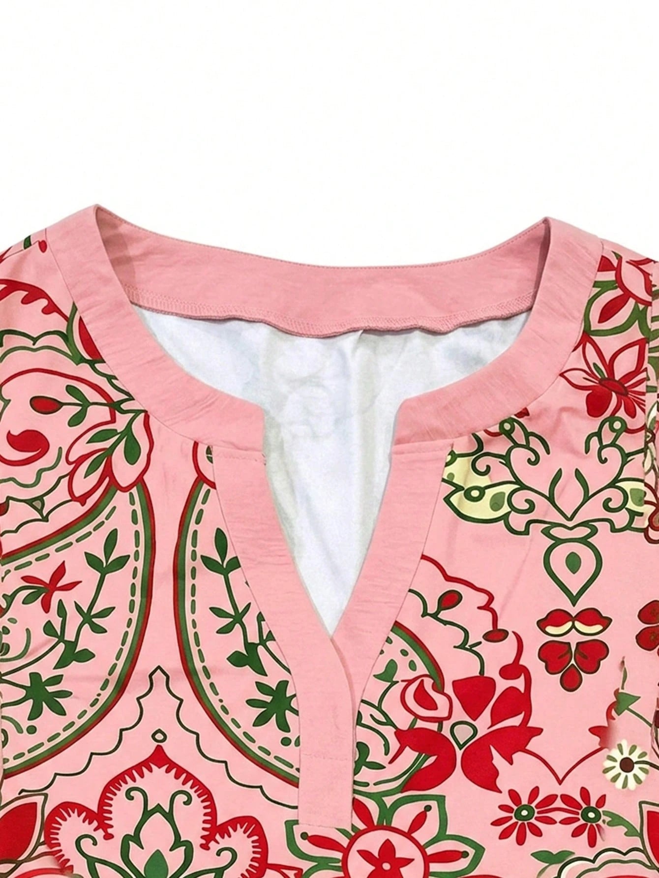 Plus Size Women's Print Ruffle Sleeve V-Neck Shirt Blouse, Random Print Vacation