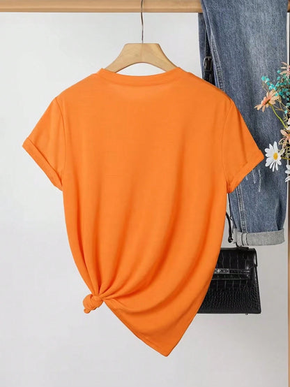 Plus Size Women's Regular Sleeve T-Shirt, Humorous Raccoon Print Tee, Casual Party Knitted Round Neck Short Sleeve Top With Slight Stretch