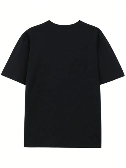 Plus-Size Women's Slogan T-Shirt, Black Short-Sleeved Round Neck Casual T-Shirt, A Fashion Statement, Suitable For All Seasons.