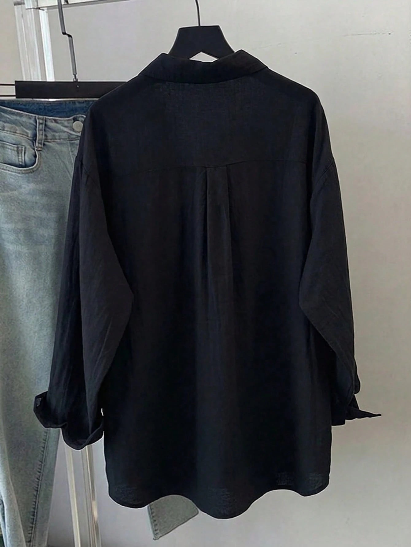 Plus Size Women's Solid Color Long Sleeve Casual Loose Blouse, Spring/Summer