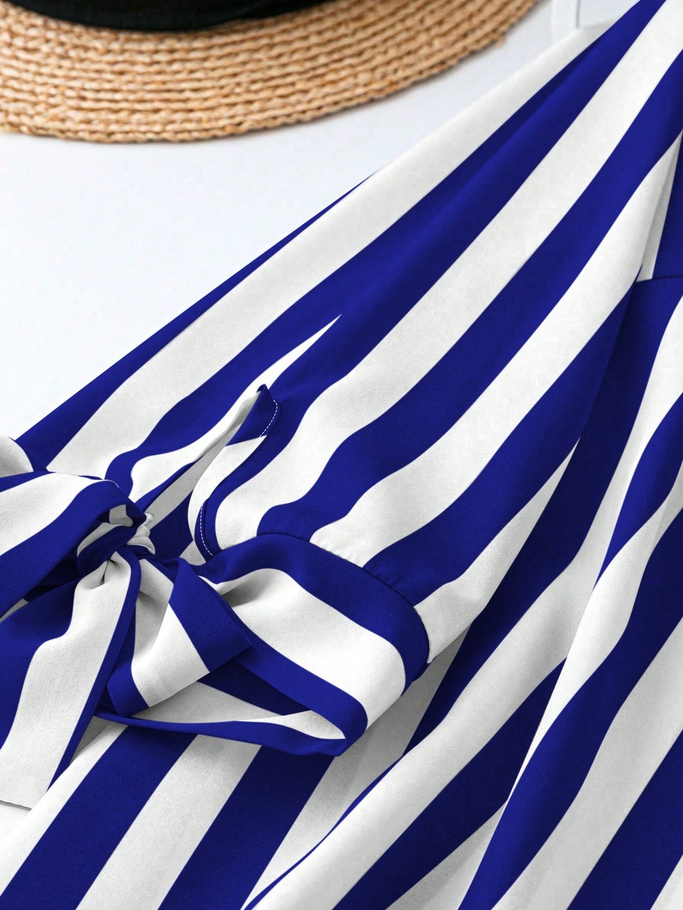 Plus Size Women's Striped Cuff Tie Front Shirt Fall