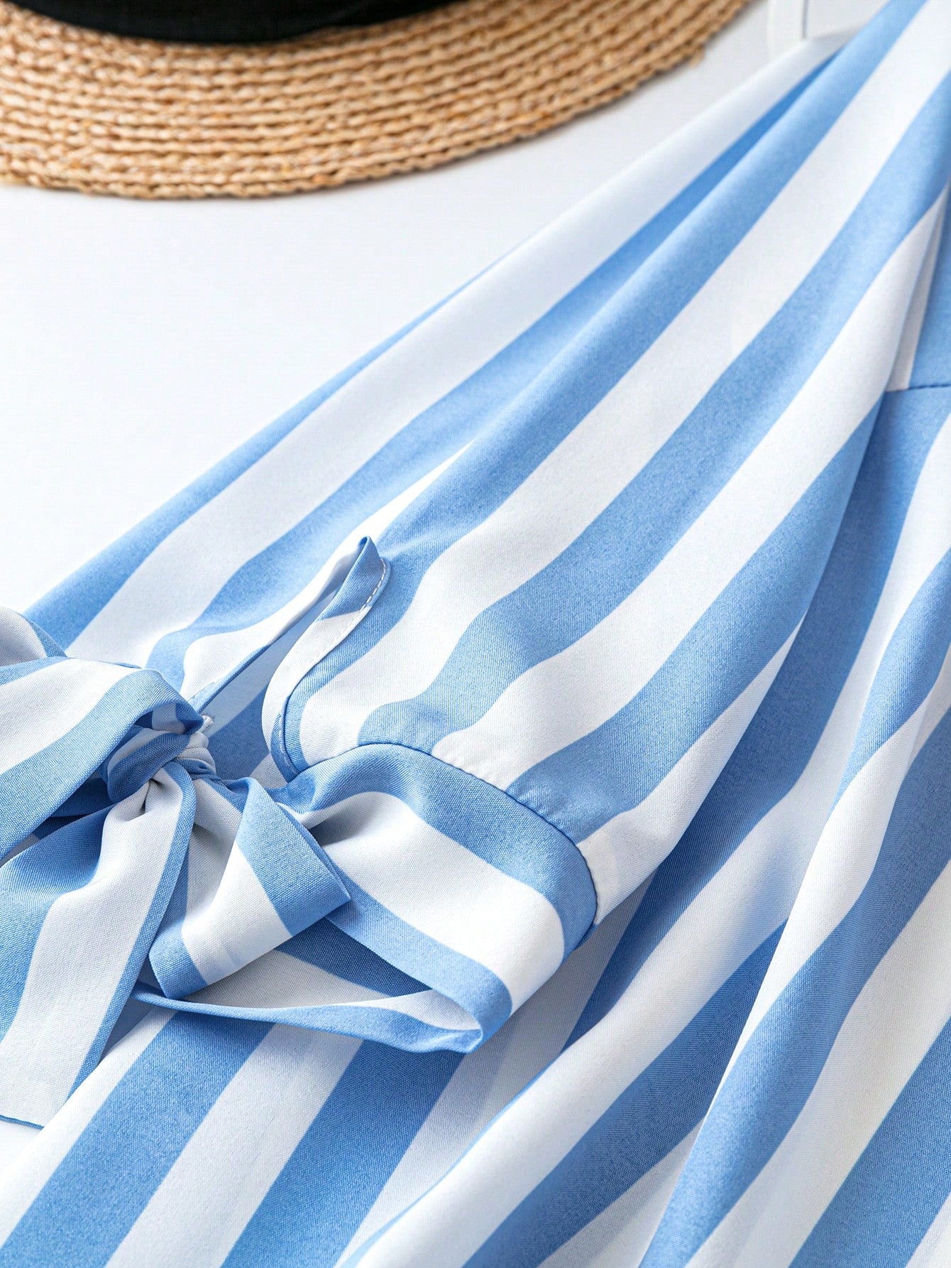Plus Size Women's Striped Cuff Tie Front Shirt Fall