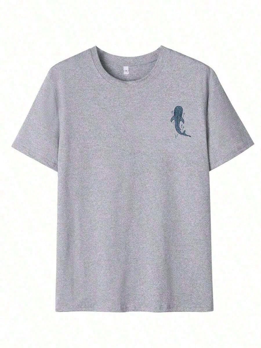 Plus-Size Women's T-Shirt- Stylish Summer Crew Neck Short Sleeve, Printed With Ocean Life: Whale Shark, Coral, And Seaweed Patterns