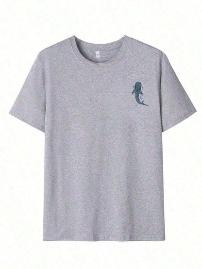 Plus-Size Women's T-Shirt- Stylish Summer Crew Neck Short Sleeve, Printed With Ocean Life: Whale Shark, Coral, And Seaweed Patterns