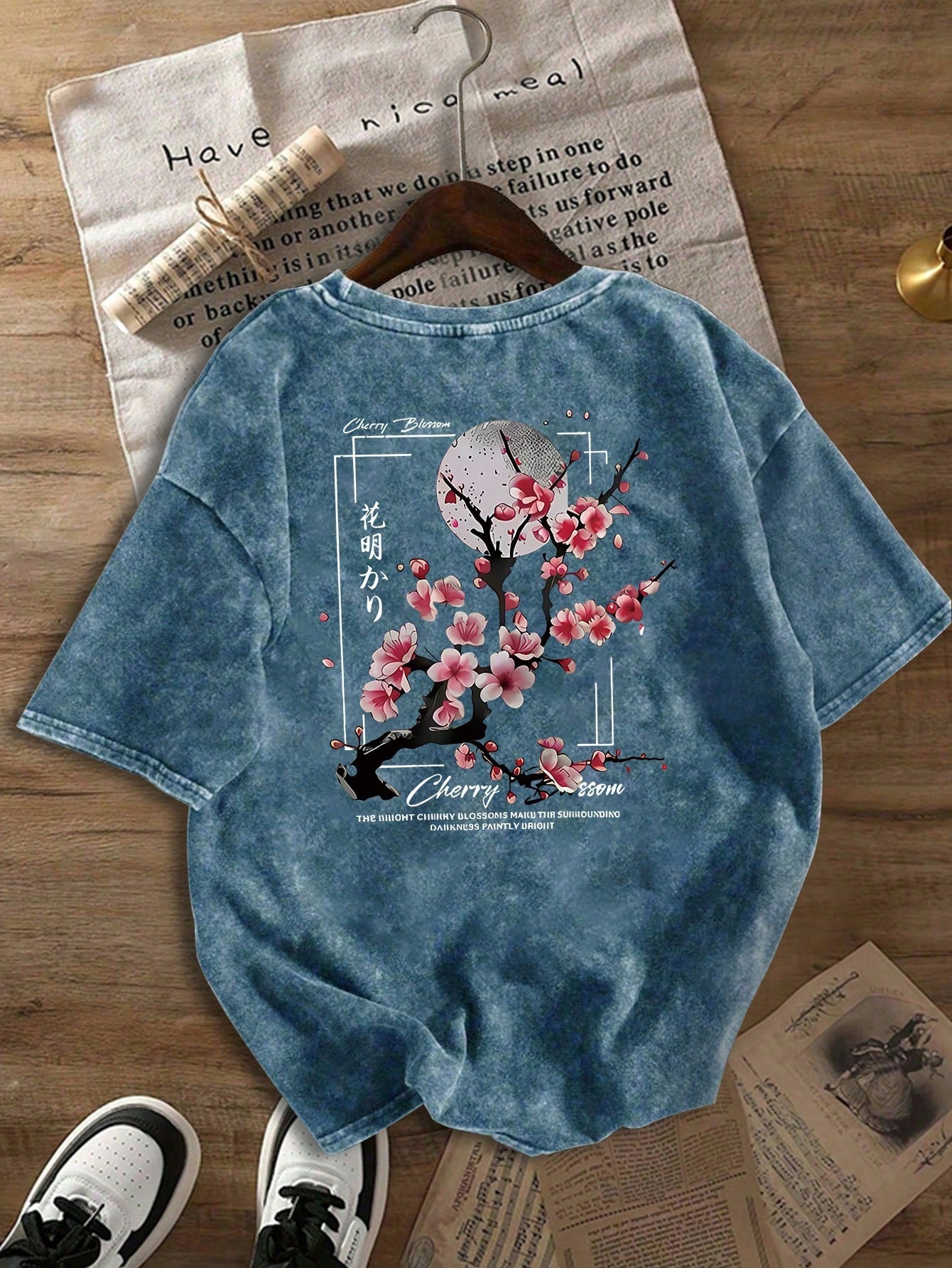 Plus Size Women's Washed Cotton Short Sleeve T-Shirt, Floral Pattern, Double-Sided Print, Vintage Loose Fit, Y2K Street Style Casual Summer