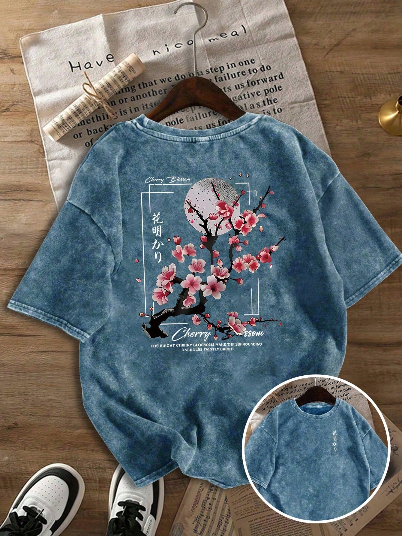 Plus Size Women's Washed Cotton Short Sleeve T-Shirt, Floral Pattern, Double-Sided Print, Vintage Loose Fit, Y2K Street Style Casual Summer