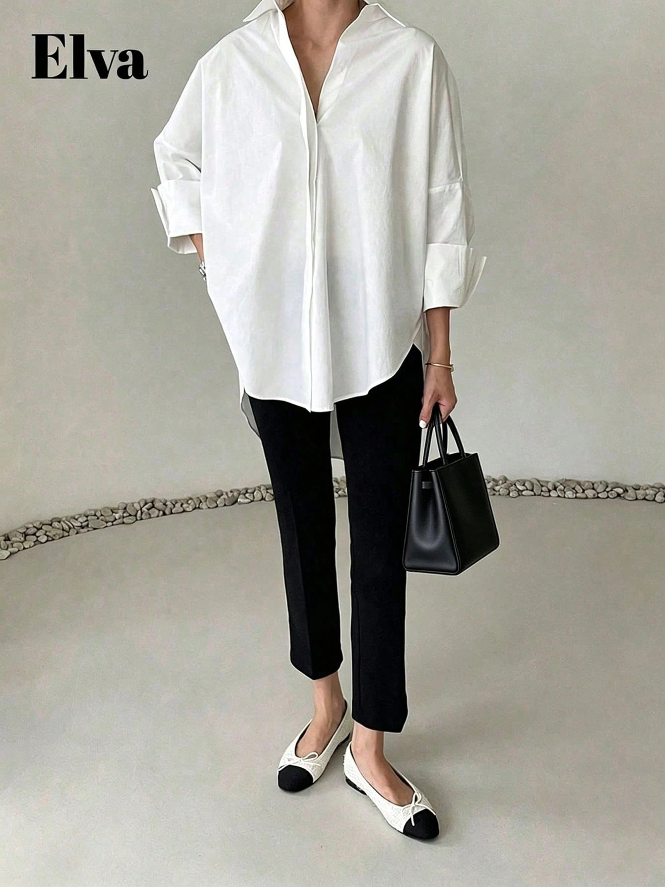 Plus Size Women's White Office/Teacher Elegant Long Sleeve Shirt, Suitable For Easter, Valentine's Day, New Year Spring
