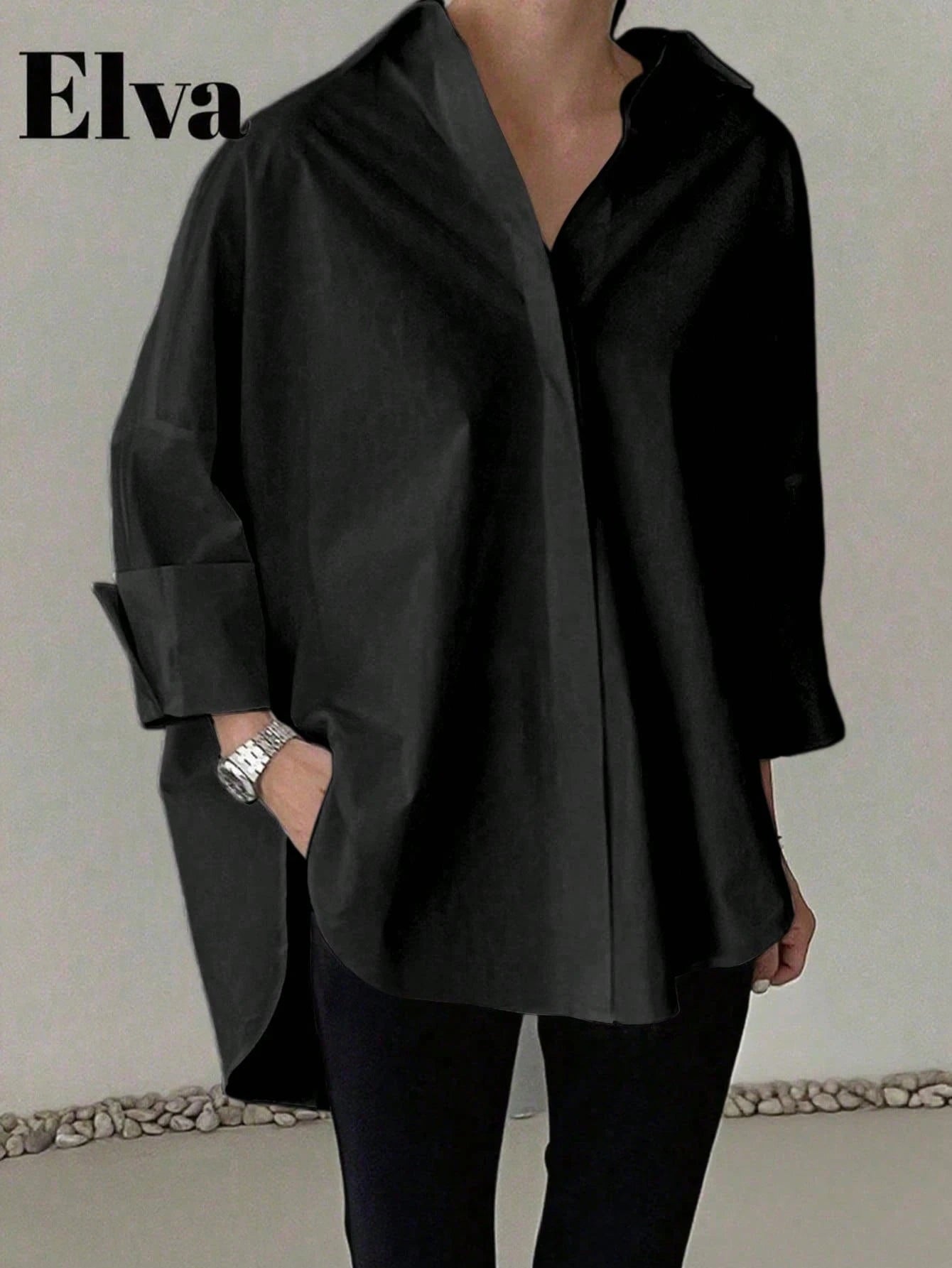 Plus Size Women's White Office/Teacher Elegant Long Sleeve Shirt, Suitable For Easter, Valentine's Day, New Year Spring