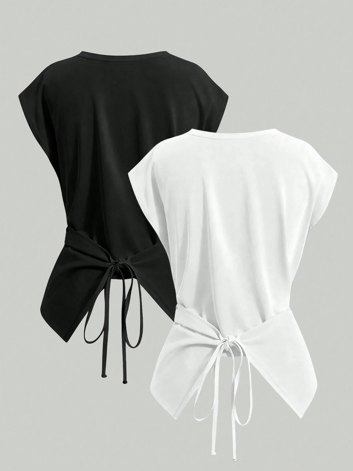 Plus Size Women Summer Simple Solid Color Round Neck Criss-Cross Hem Top