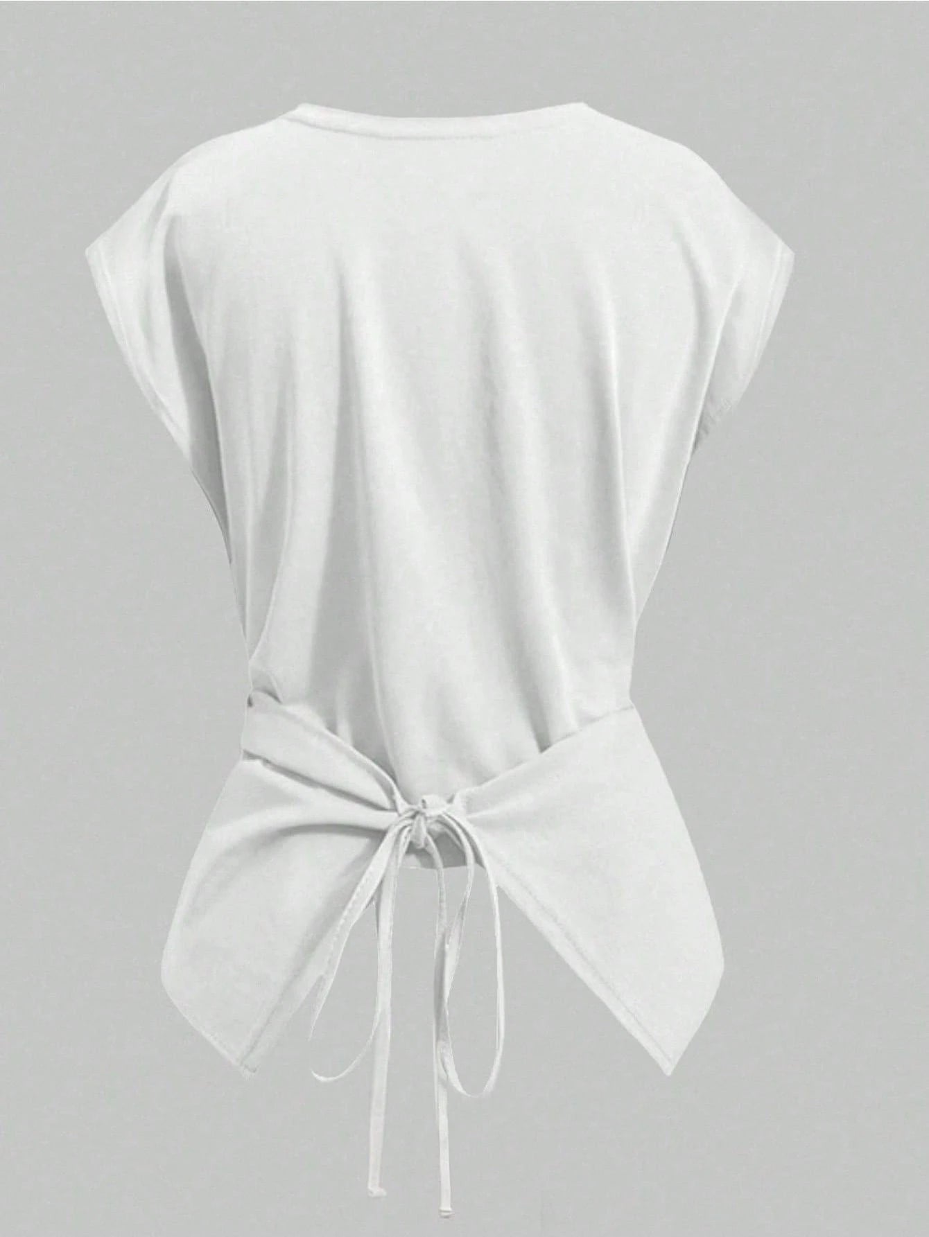 Plus Size Women Summer Simple Solid Color Round Neck Criss-Cross Hem Top