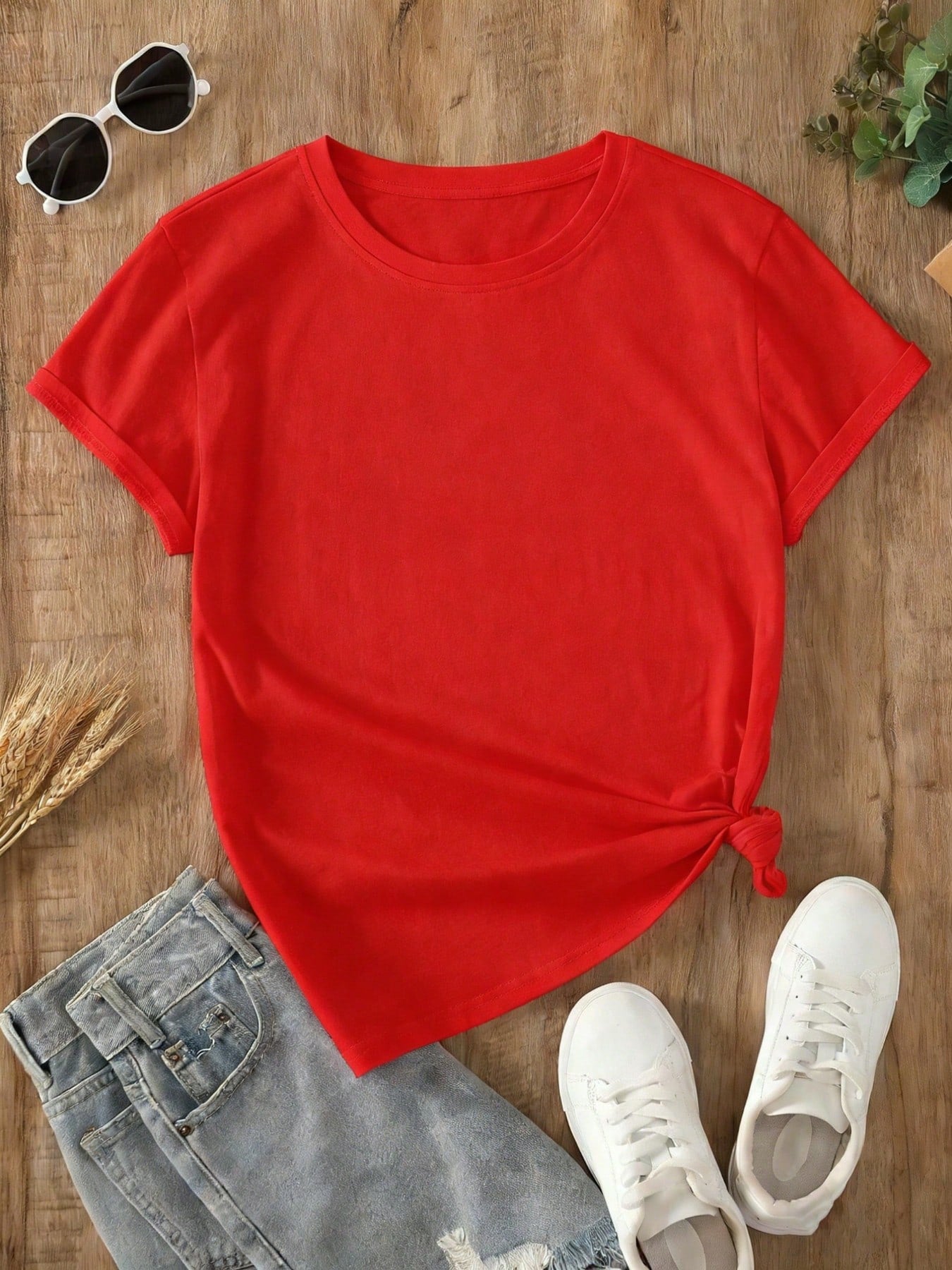 Plus Size Women T-Shirts,Black Mixed With, 100% Cotton Casual Printed T-Shirt