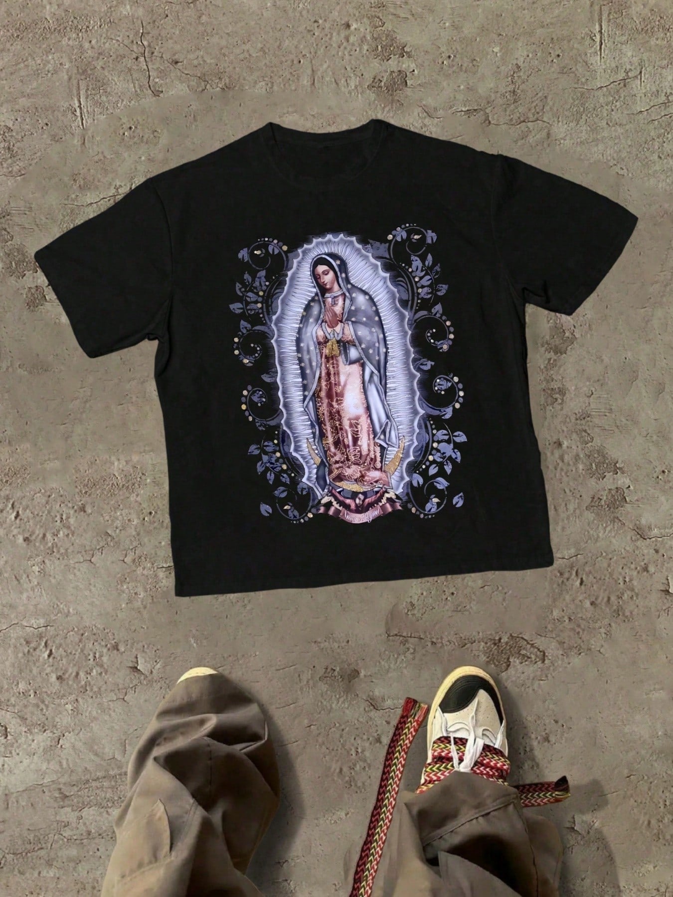 Plus Size Women T-Shirts,Religious Our Lady Of Guadalupe Themed With Iconic Religious Image Themed Graphic,100% Cotton 220g Casual Printed T-Shirt,Crew Neck Short Sleeve,For Going Out,Gift,Summer,Unis