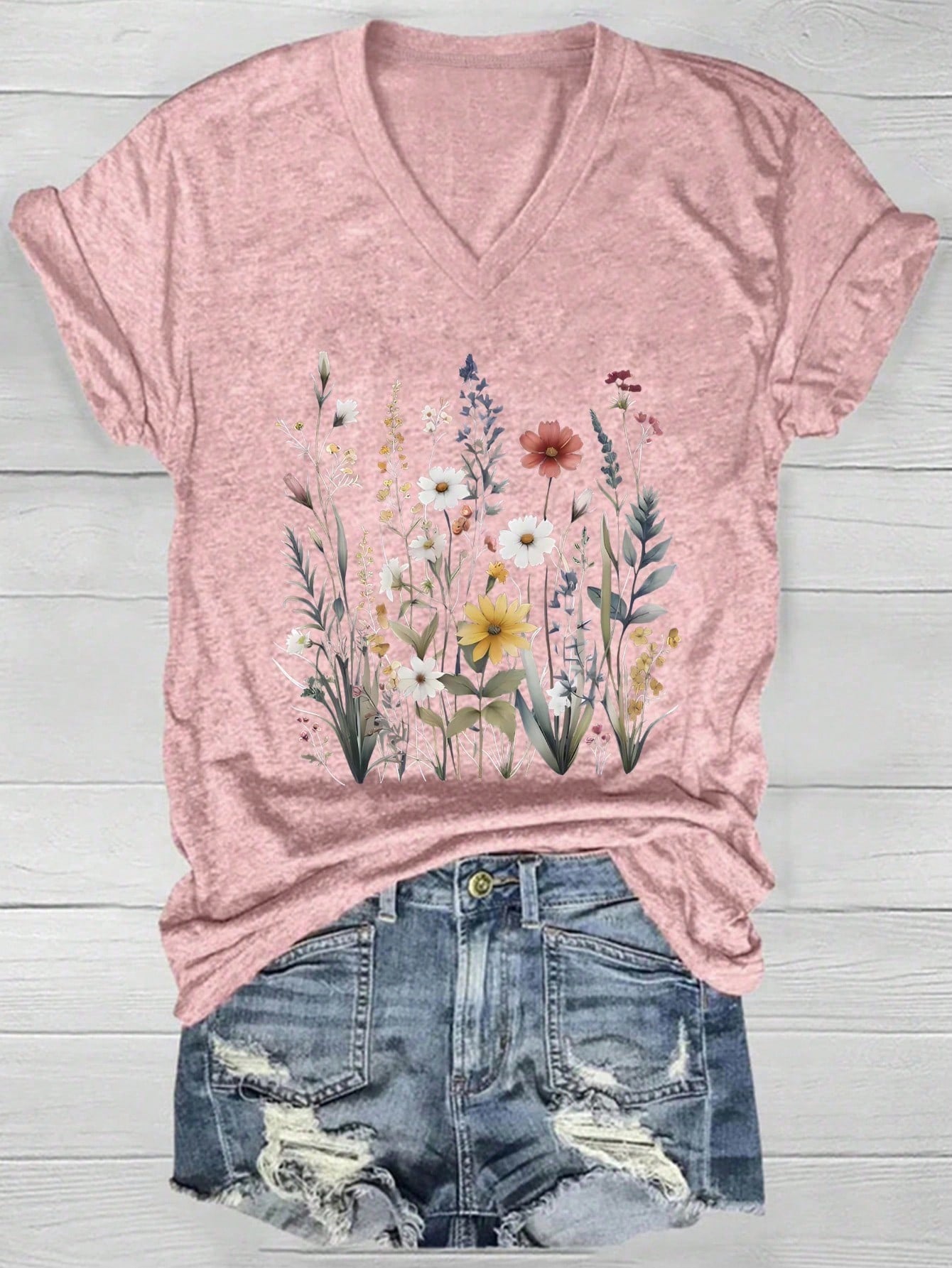 Plus Size Women V-Neck Short Sleeve Casual Loose Blouse Tee Summer
