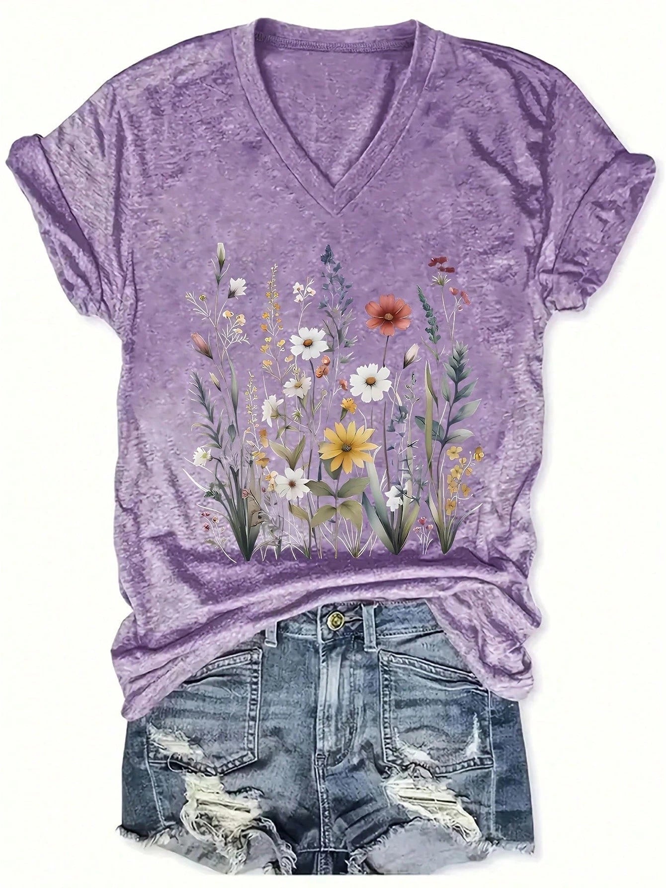 Plus Size Women V-Neck Short Sleeve Casual Loose Blouse Tee Summer