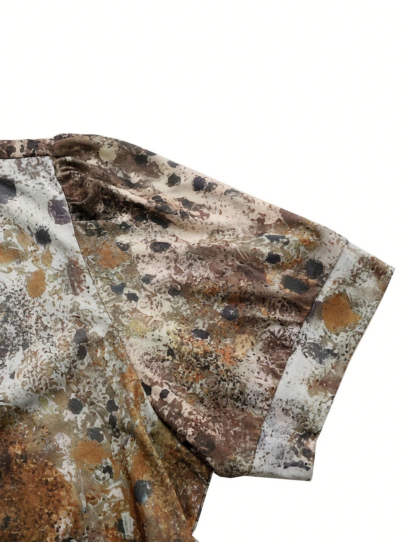 Plus Size Women V-Neck Short Sleeve Tie-Dye Print Casual T-Shirt For Summer
