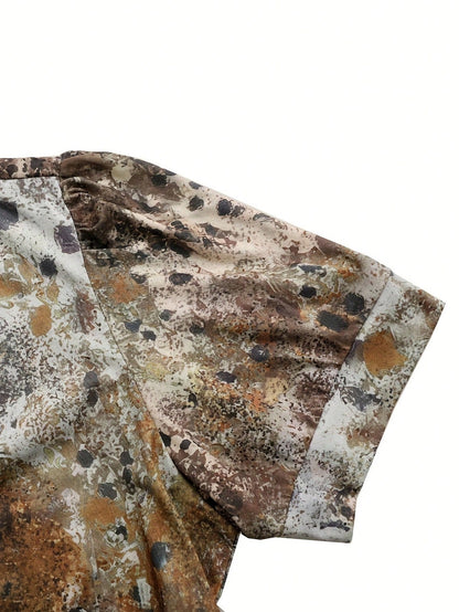 Plus Size Women V-Neck Short Sleeve Tie-Dye Print Casual T-Shirt For Summer