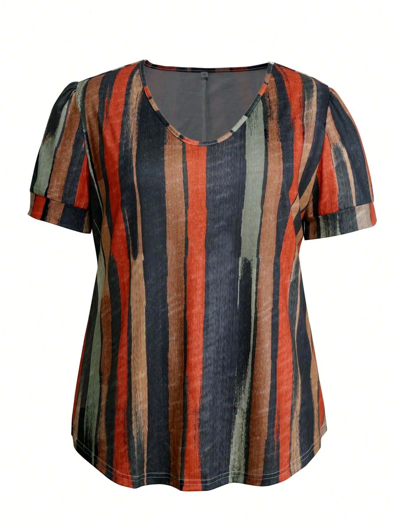 Plus Size Women V-Neck Short Sleeve Tie-Dye Print Casual T-Shirt For Summer