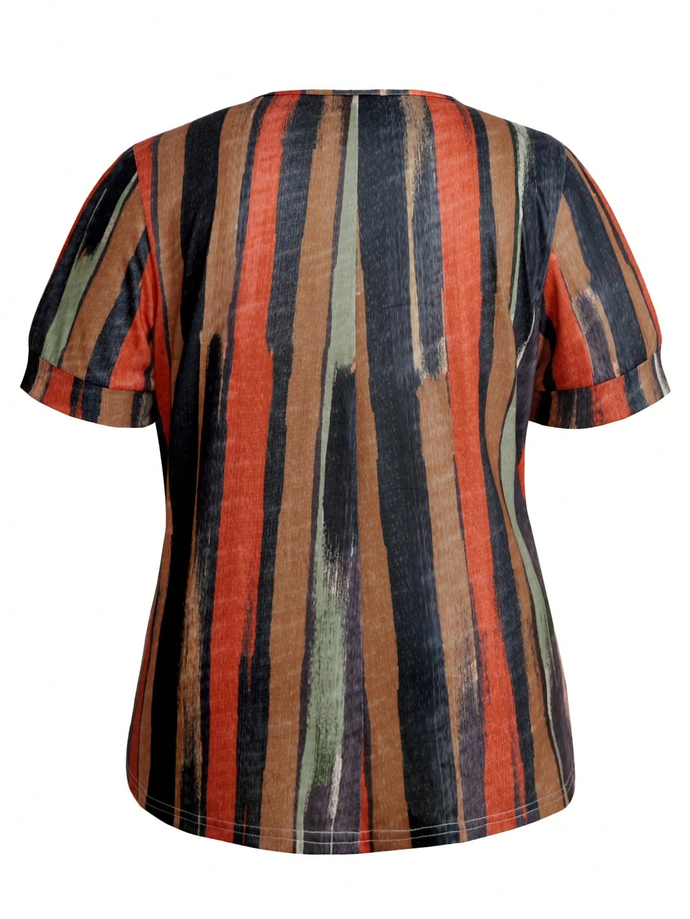 Plus Size Women V-Neck Short Sleeve Tie-Dye Print Casual T-Shirt For Summer
