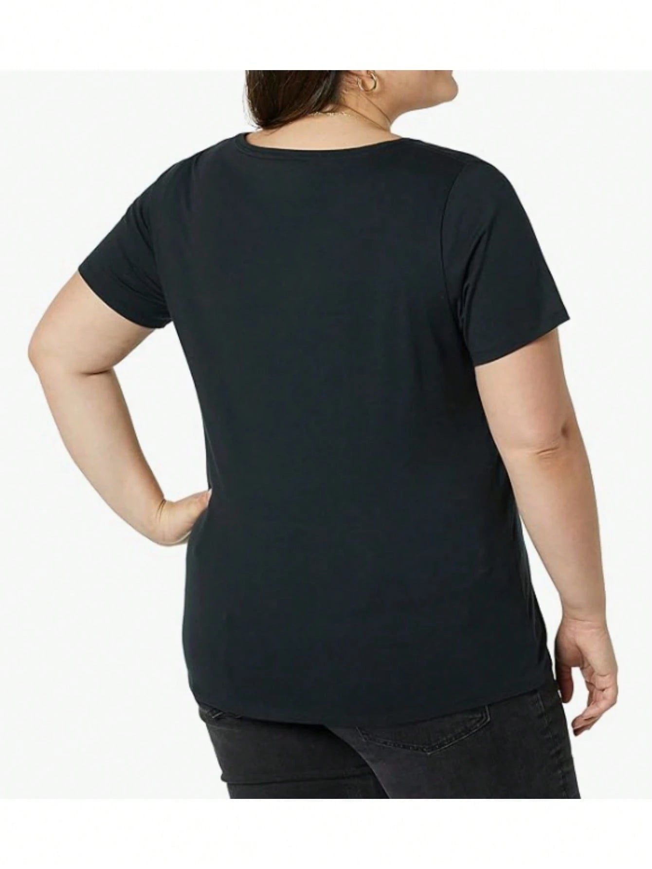 Plus Size, Plus Size Women's 100% T-Shirt- Soft Round Neck Short Sleeve Top With "" Print, Casual Everyday Comfortable Blouse For Spring Summer Fall, Machine Washable Faith-Based Apparel