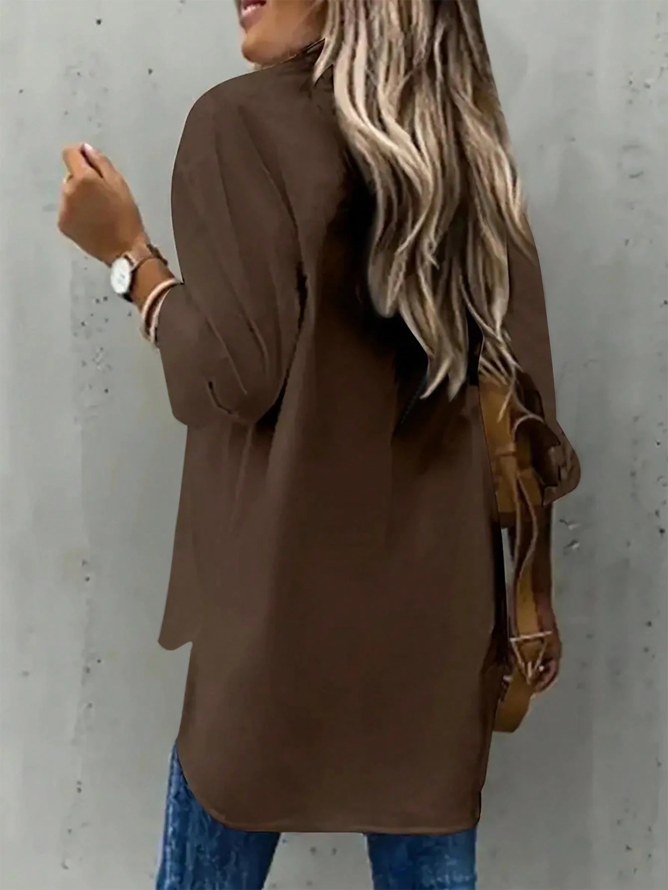 Plus Solid Color Casual Lapel Shirt