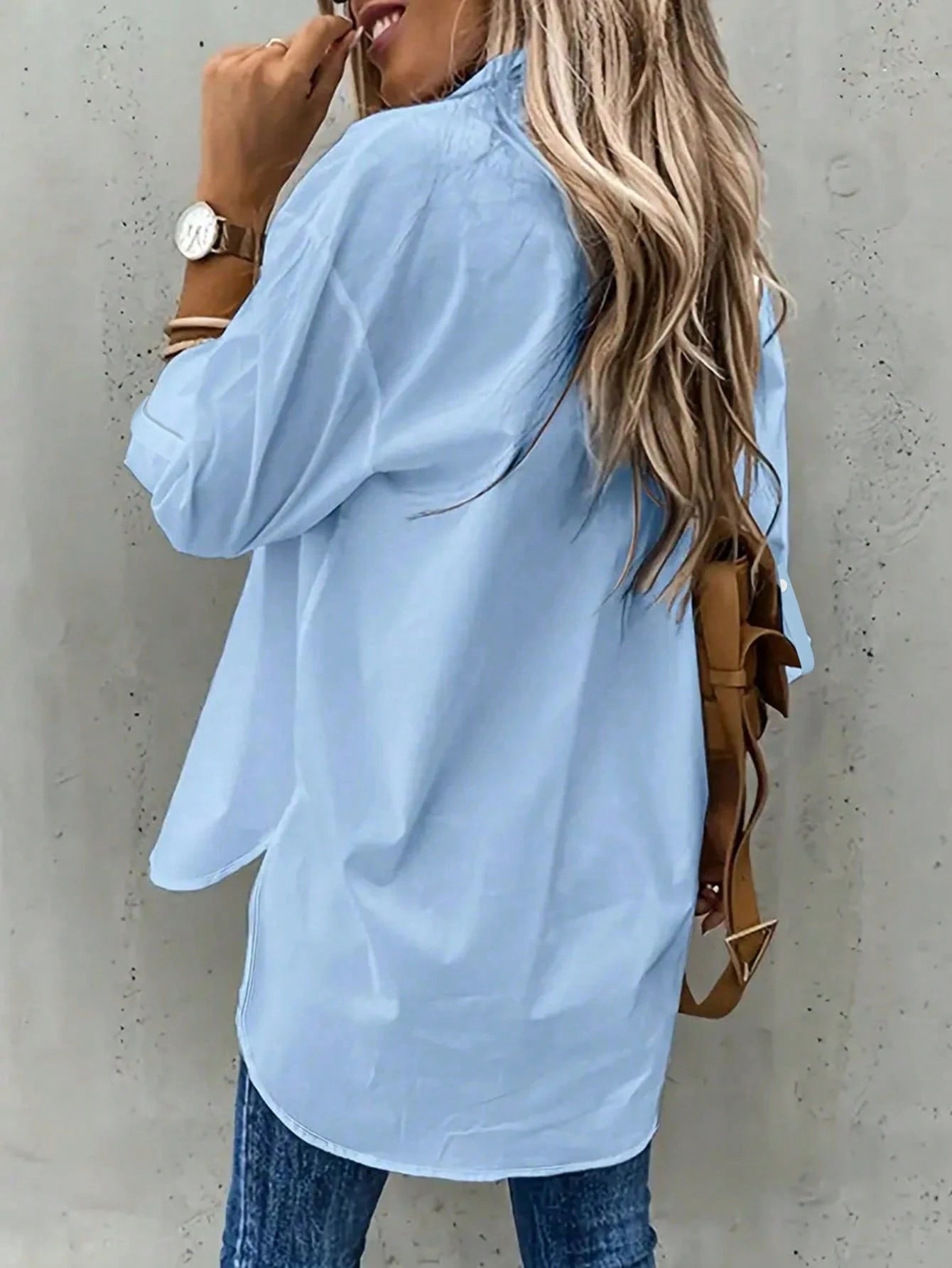 Plus Solid Color Casual Lapel Shirt