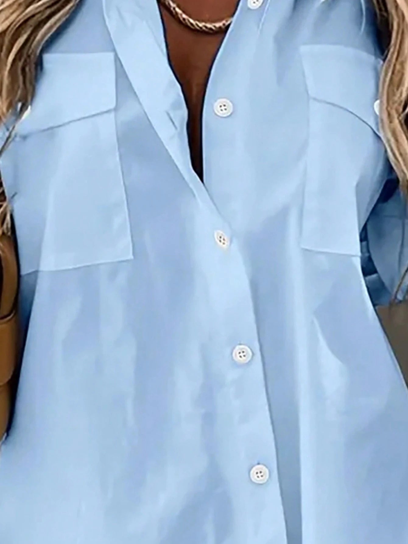 Plus Solid Color Casual Lapel Shirt
