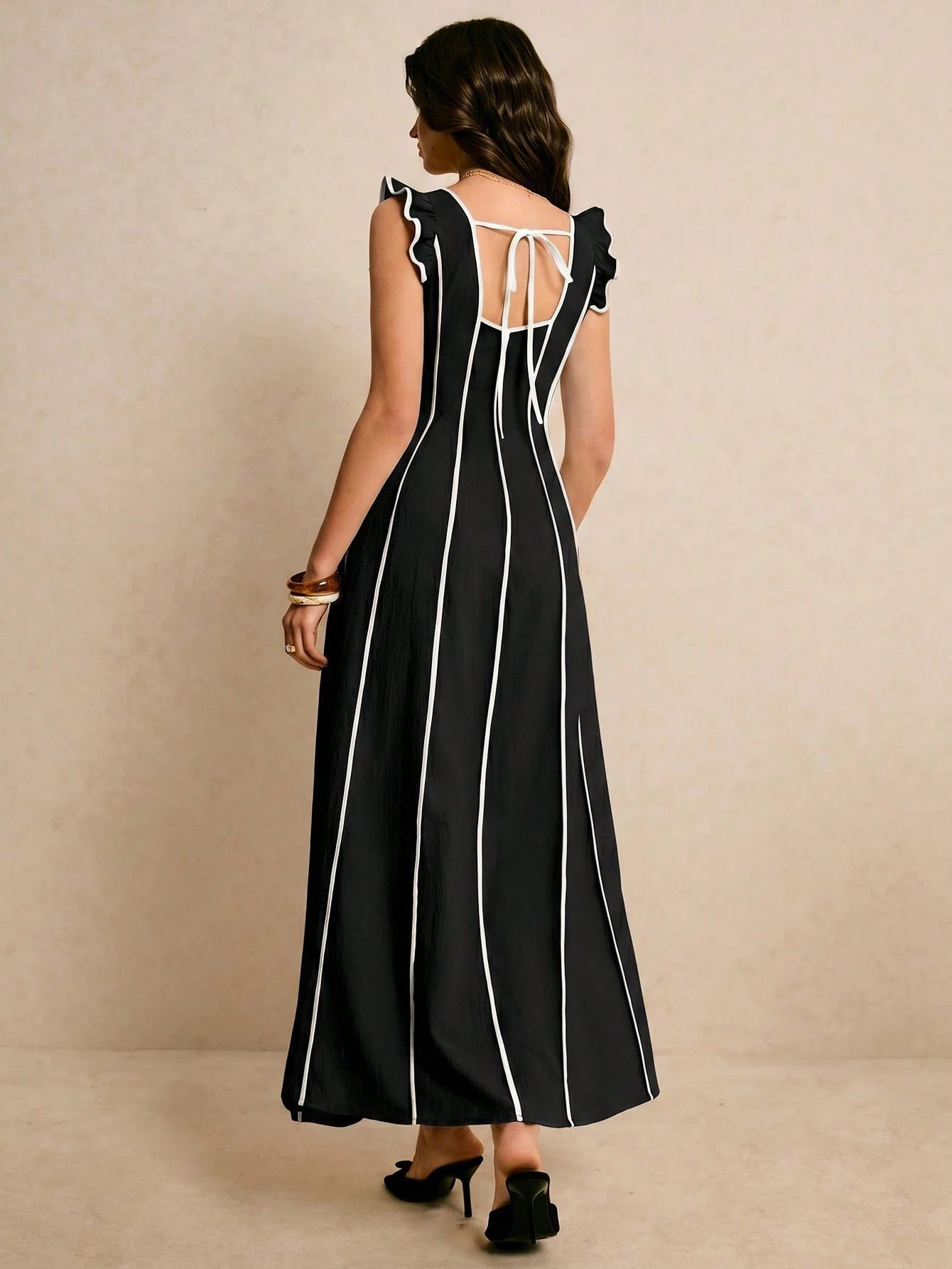 Poéselle Women's Elegant Black And White Dress, Summer, Dresses For Women Brunch,Dresses For Women Summer