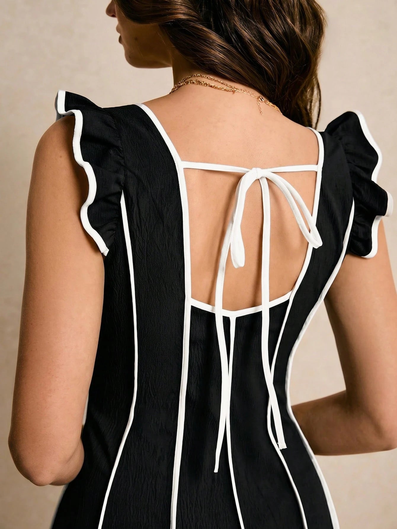 Poéselle Women's Elegant Black And White Dress, Summer, Dresses For Women Brunch,Dresses For Women Summer