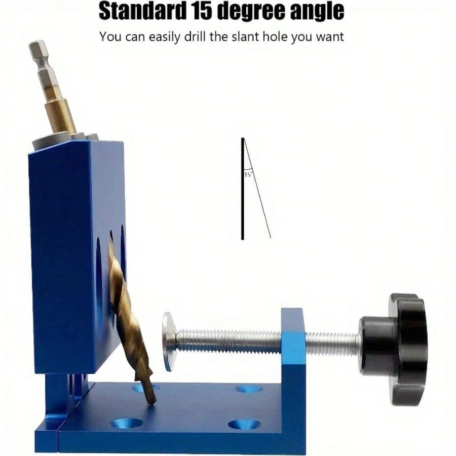 Pocket Hole Jig Kit Adjustable Woodworking Jig With 3 Pocket Hole Guide 15° Angle Drill Pocket Hole System Carpenter Tools Jointers Carpentry Locator For Pocket Holes Angle Drilling