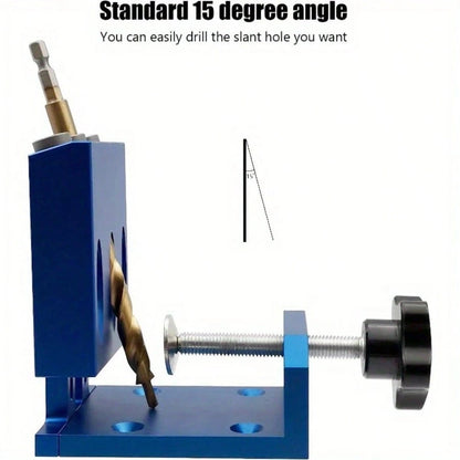 Pocket Hole Jig Kit Adjustable Woodworking Jig With 3 Pocket Hole Guide 15° Angle Drill Pocket Hole System Carpenter Tools Jointers Carpentry Locator For Pocket Holes Angle Drilling