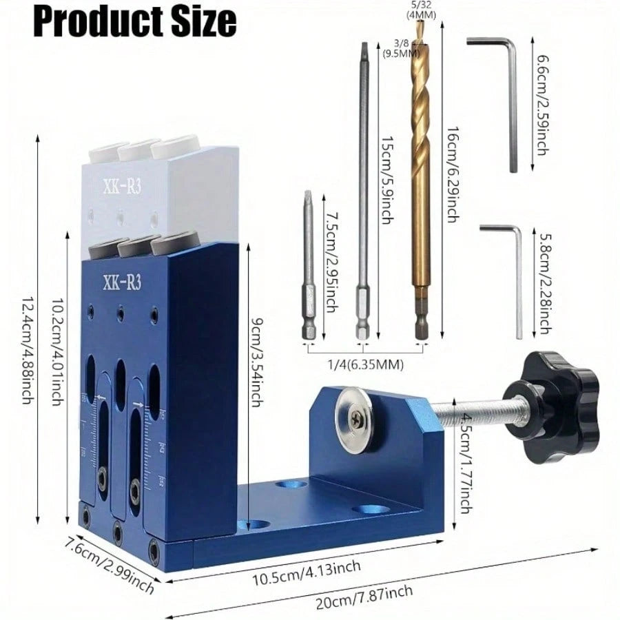 Pocket Hole Jig Kit Adjustable Woodworking Jig With 3 Pocket Hole Guide 15° Angle Drill Pocket Hole System Carpenter Tools Jointers Carpentry Locator For Pocket Holes Angle Drilling