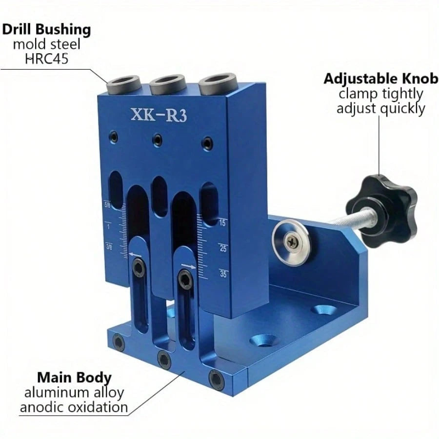 Pocket Hole Jig Kit Adjustable Woodworking Jig With 3 Pocket Hole Guide 15° Angle Drill Pocket Hole System Carpenter Tools Jointers Carpentry Locator For Pocket Holes Angle Drilling