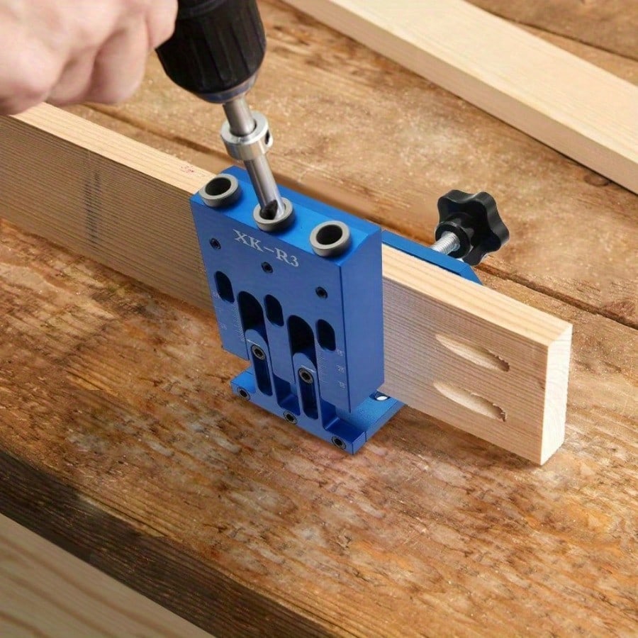 Pocket Hole Jig Kit Adjustable Woodworking Jig With 3 Pocket Hole Guide 15° Angle Drill Pocket Hole System Carpenter Tools Jointers Carpentry Locator For Pocket Holes Angle Drilling