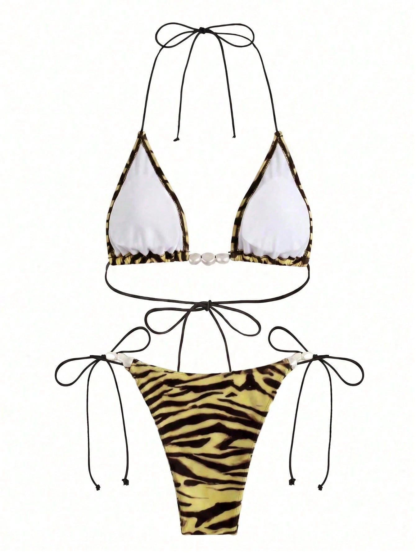 Polovedo Official New Arrival Spring/Summer European And American Style Women Solid White Halter Tie Sexy Bikini Set Vacation Beach