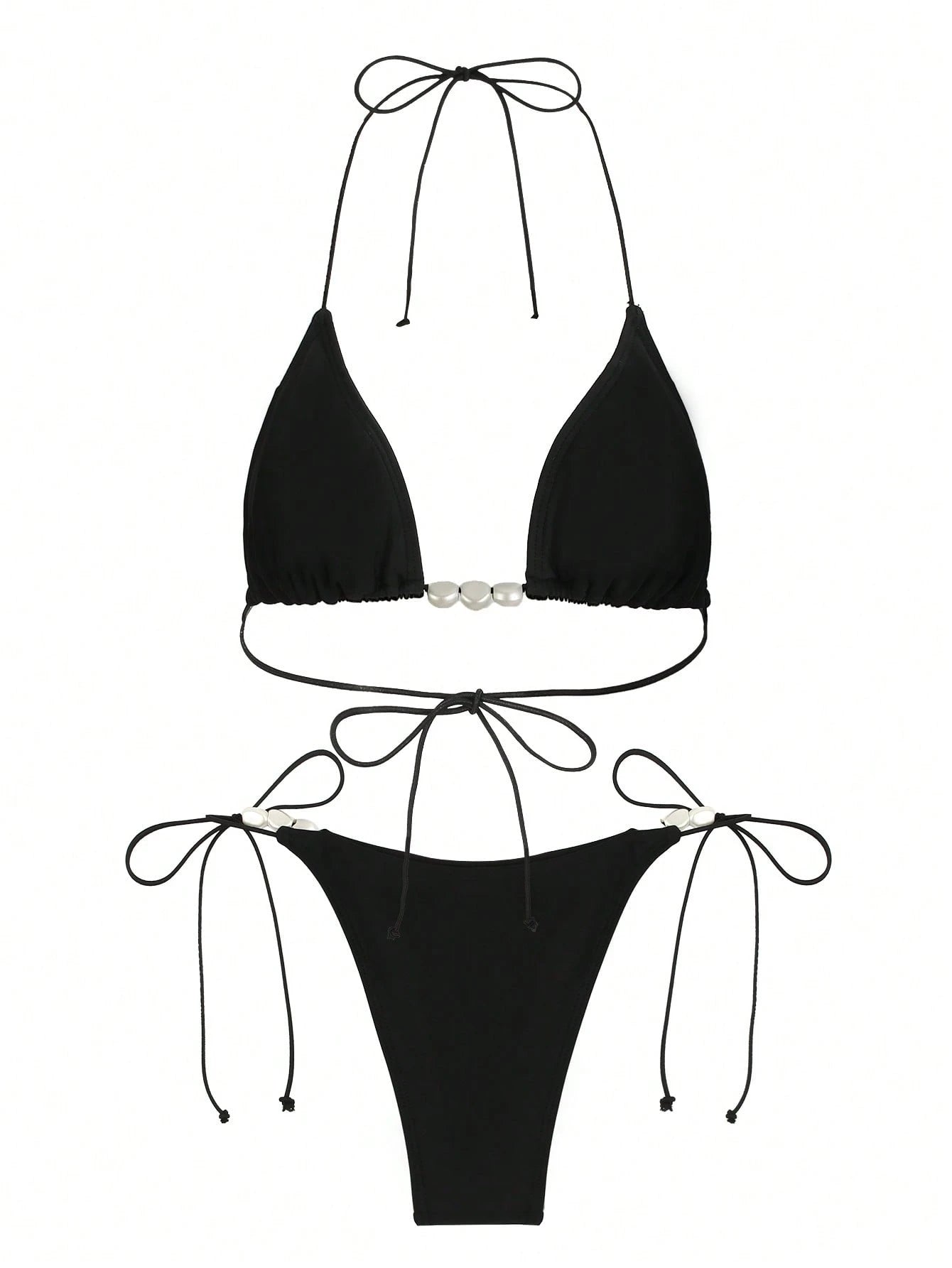 Polovedo Official New Arrival Spring/Summer European And American Style Women Solid White Halter Tie Sexy Bikini Set Vacation Beach