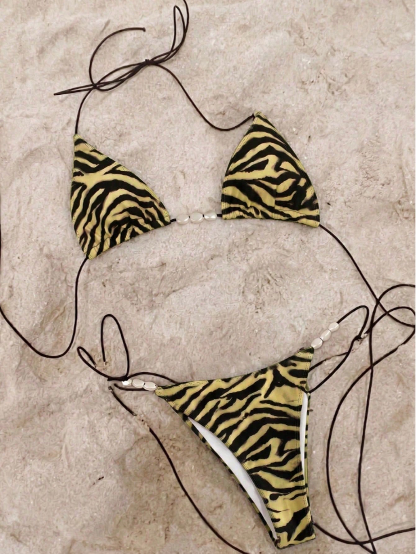 Polovedo Official New Arrival Spring/Summer European And American Style Women Solid White Halter Tie Sexy Bikini Set Vacation Beach