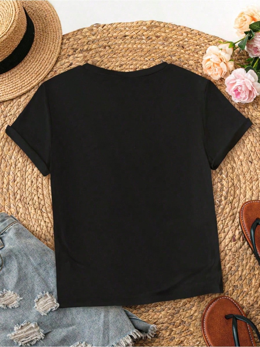 [Popular Choice] Women's Plus Size T-Shirt With Soul Train Graphic, Round Neck, Short Sleeve, Stretch Knit Polyester Blend Fabric- Machine Washable