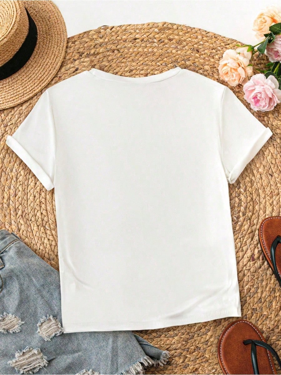 [Popular Choice] Women's Plus Size T-Shirt With Soul Train Graphic, Round Neck, Short Sleeve, Stretch Knit Polyester Blend Fabric- Machine Washable