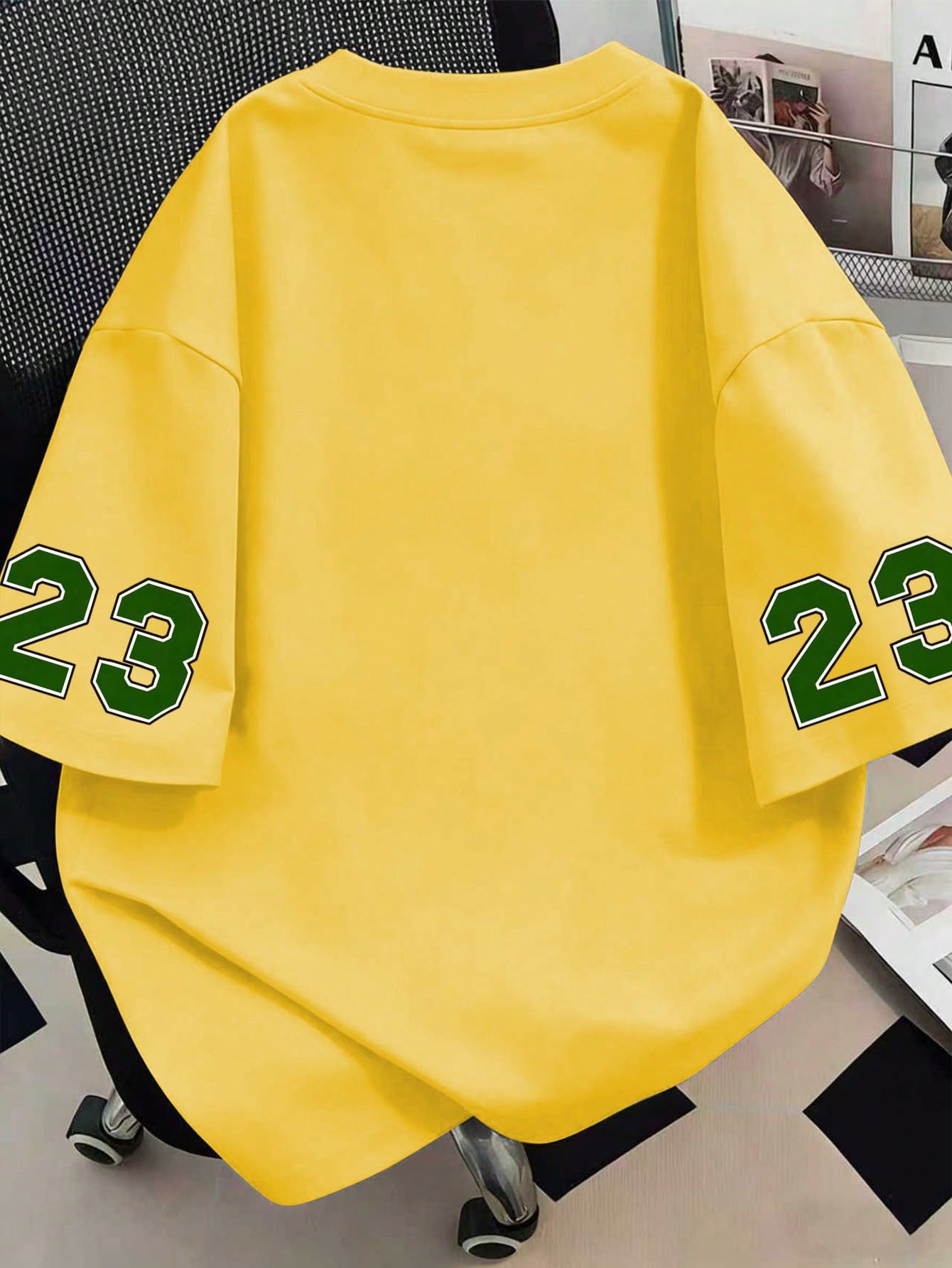 Popular Classic Style Plus Size Women's Poem No. 23 Sports T-Shirt- Casual Short Sleeve Round Neck T-Shirt, And Fabric. Round Neck Loose Fit Yellow