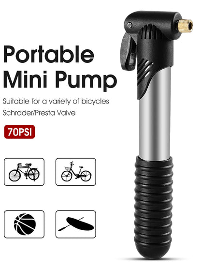 Portable Mini Pump- Perfect For Mountain Biking, Road Biking, Basketball & Soccer!