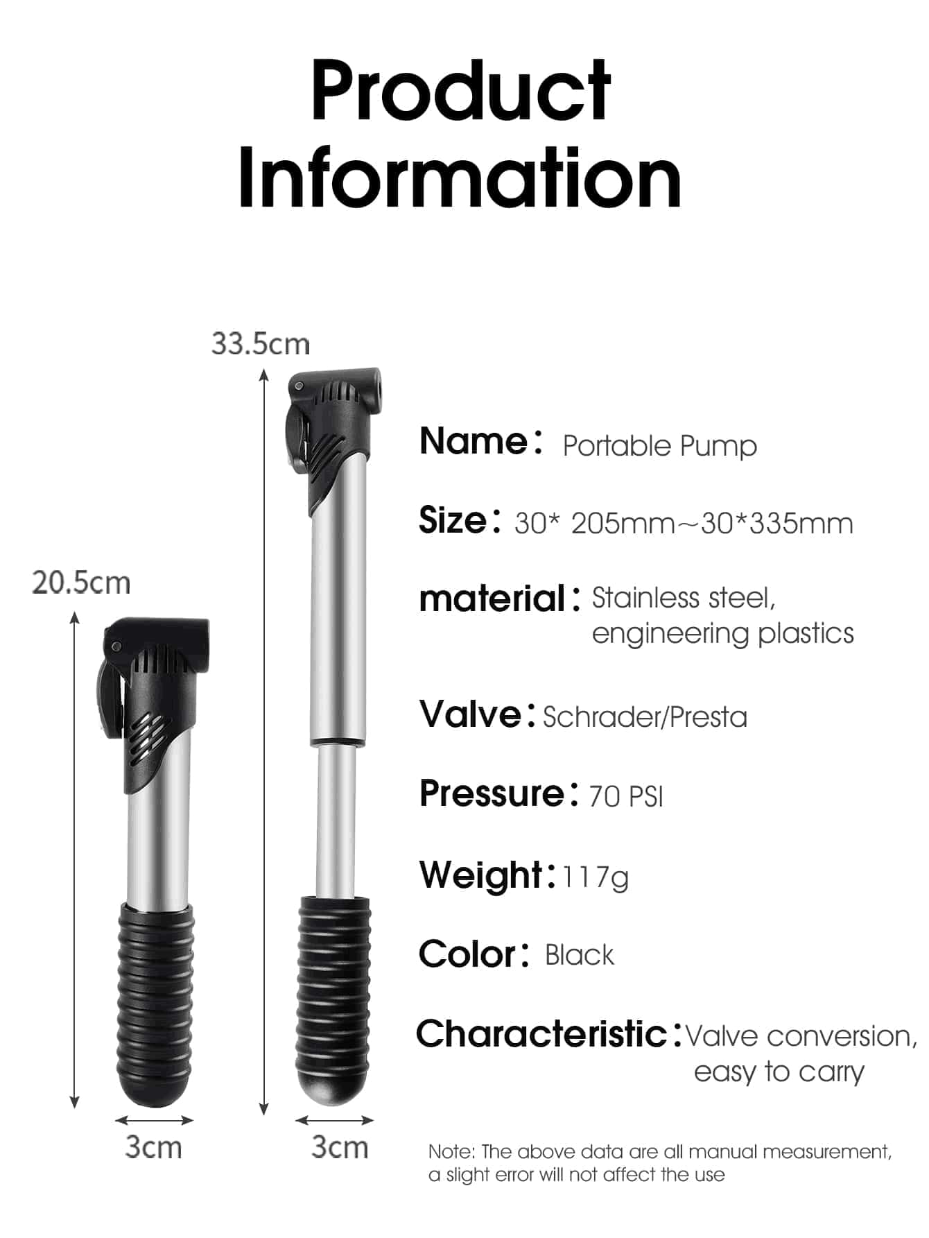 Portable Mini Pump- Perfect For Mountain Biking, Road Biking, Basketball & Soccer!