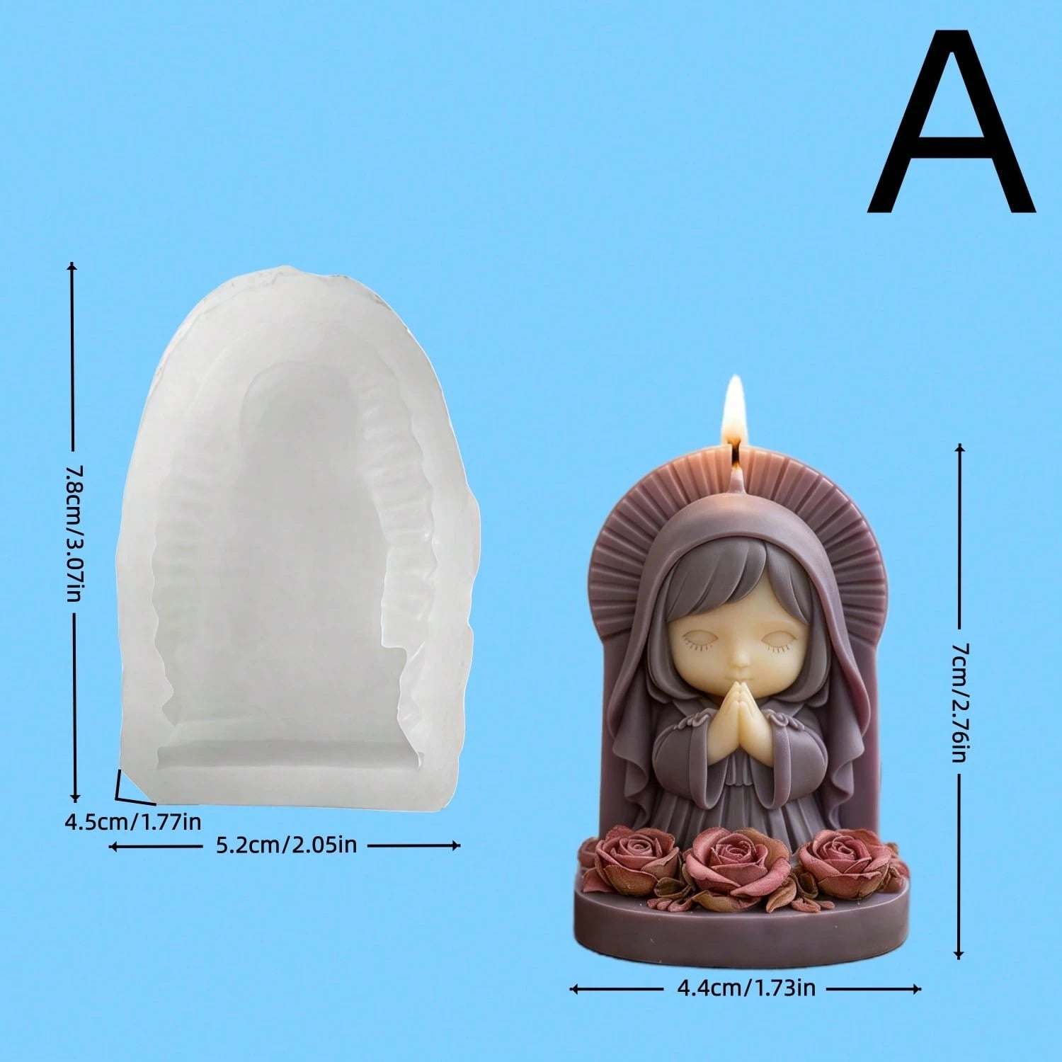 Praying Angel Silicone Mold- "Sacred Blessing" DIY Candle, Resin, Soap Making Mold, Easy Demold