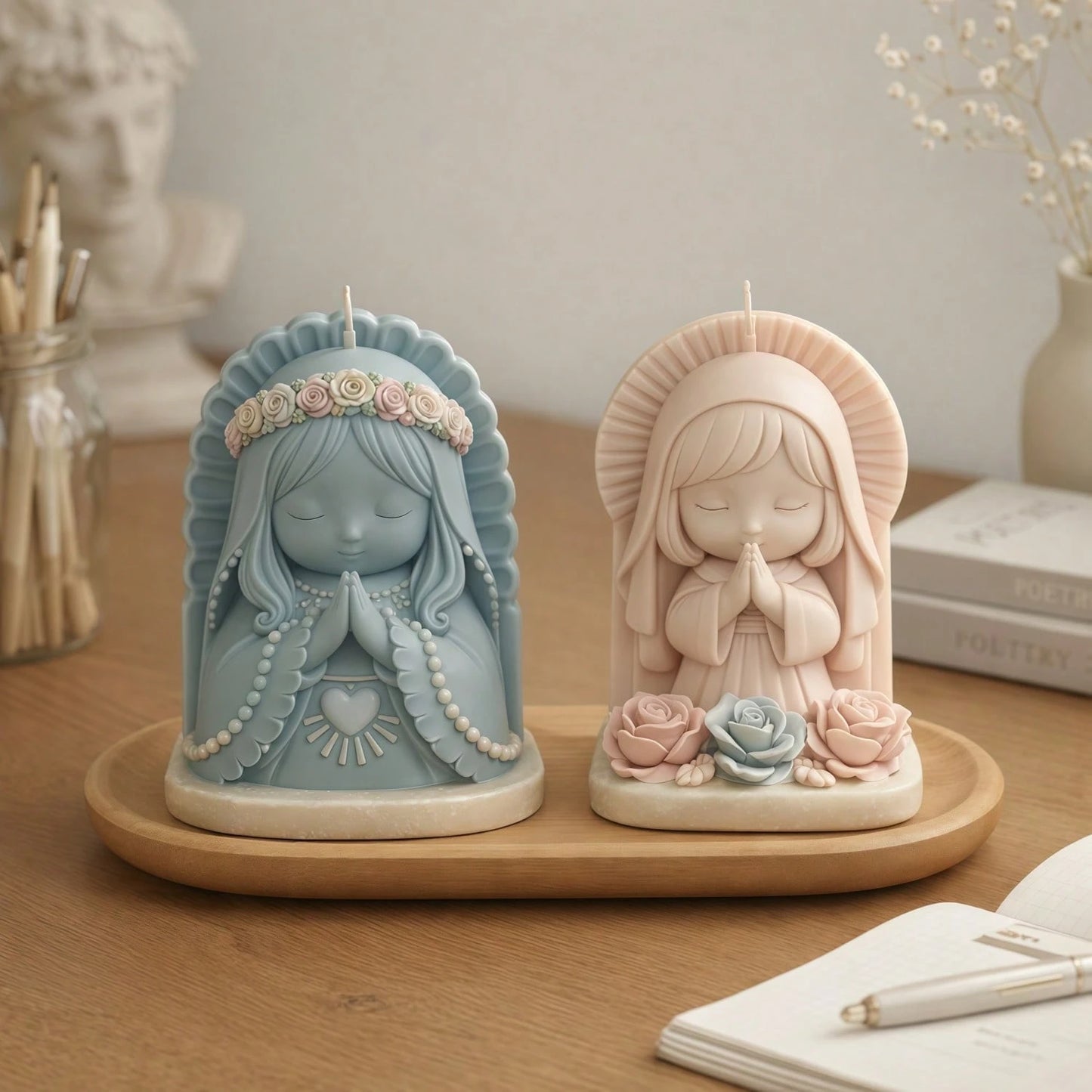 Praying Angel Silicone Mold- "Sacred Blessing" DIY Candle, Resin, Soap Making Mold, Easy Demold