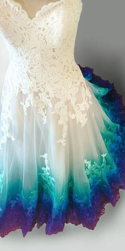 Princess A-Line Lace Prom Dress - Sweetheart Neckline with Appliques