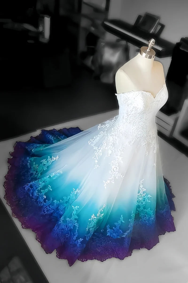 Princess A-Line Lace Prom Dress - Sweetheart Neckline with Appliques